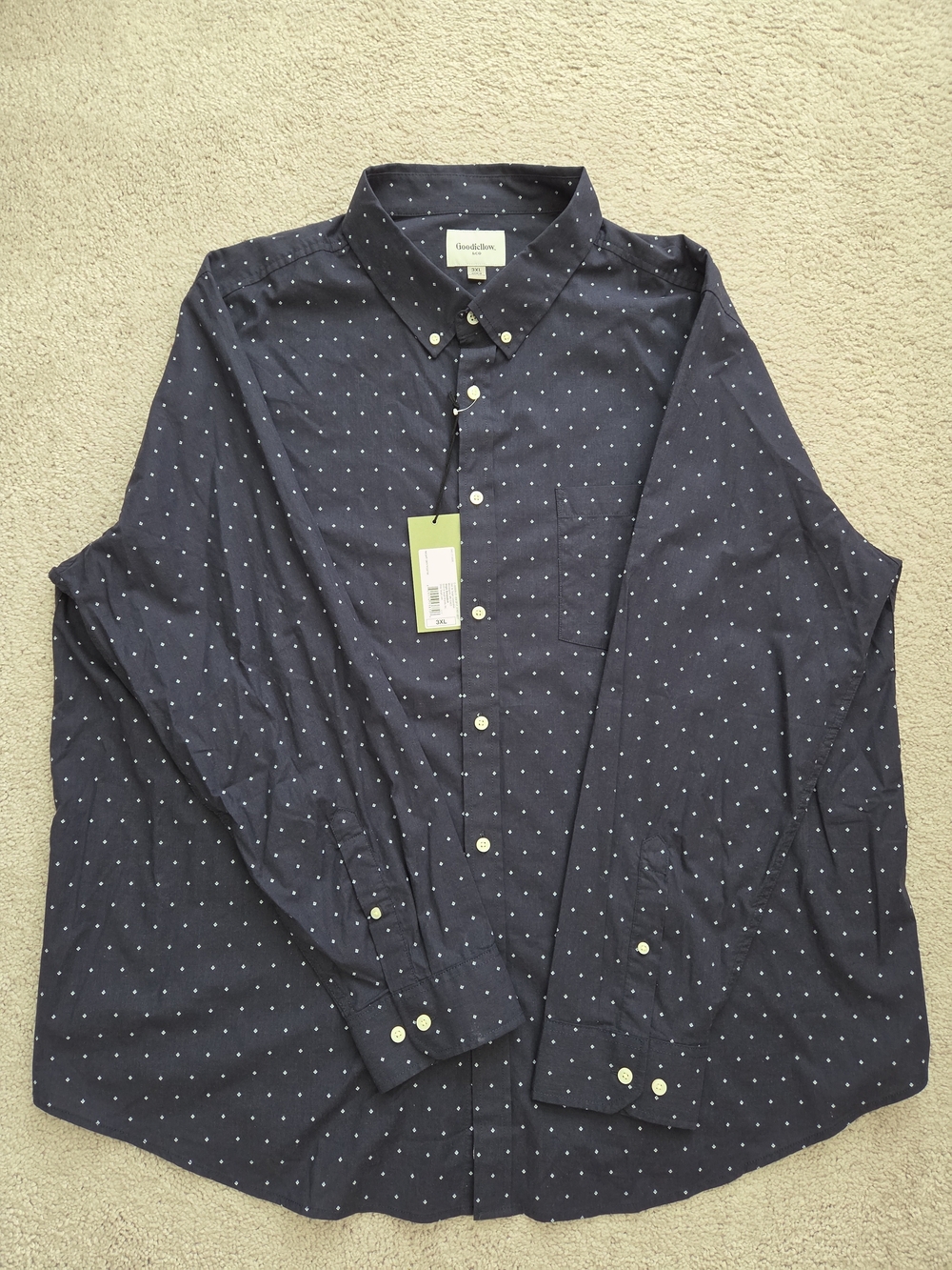 Goodfellow & Co Navy Button-Down Shirt with White Dot Print